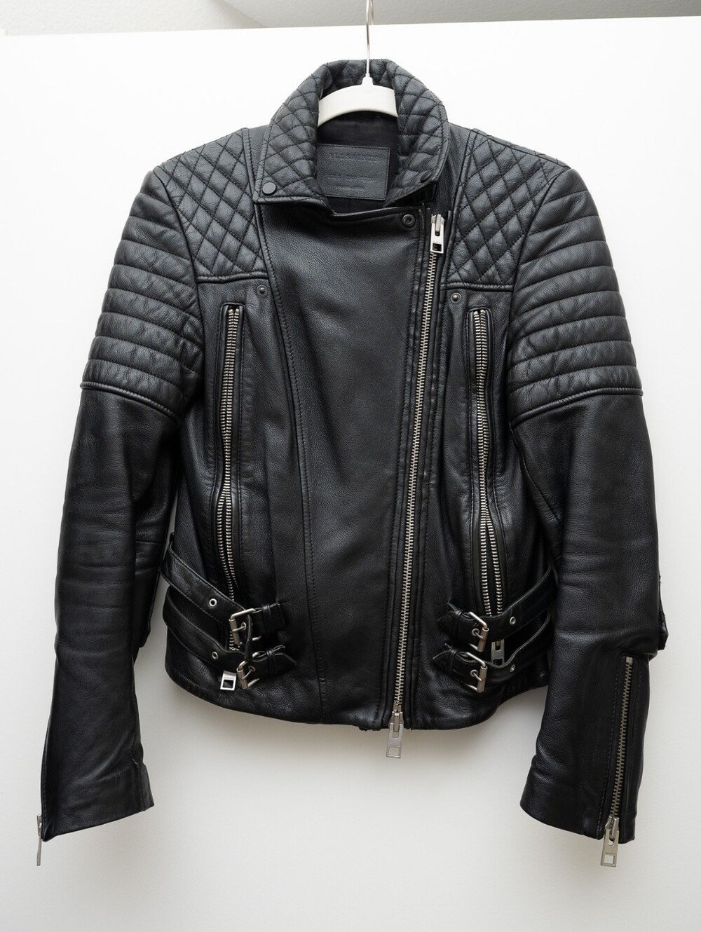 Authentic ALLSAINTS "Flemming Biker" Quilted Leather Jacket (MSRP ~$600)